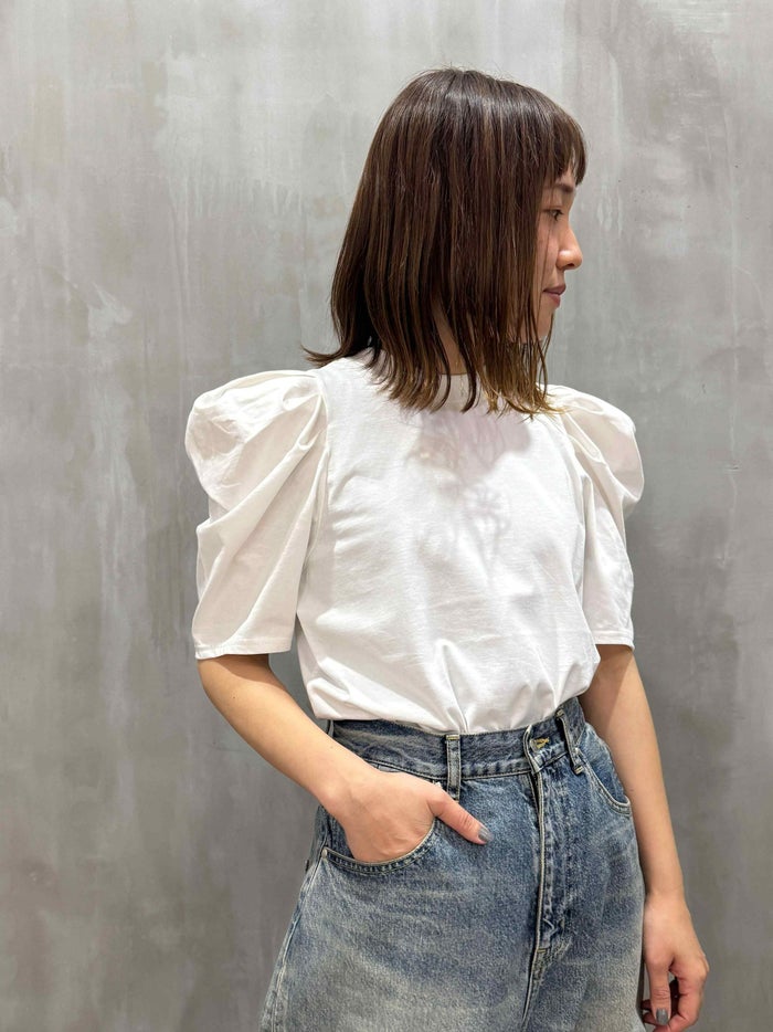 THOMAS MAGPIE(トーマスマグパイ)|47/2 Cotton Plain Gathered Sleeves T-shirt|2252824