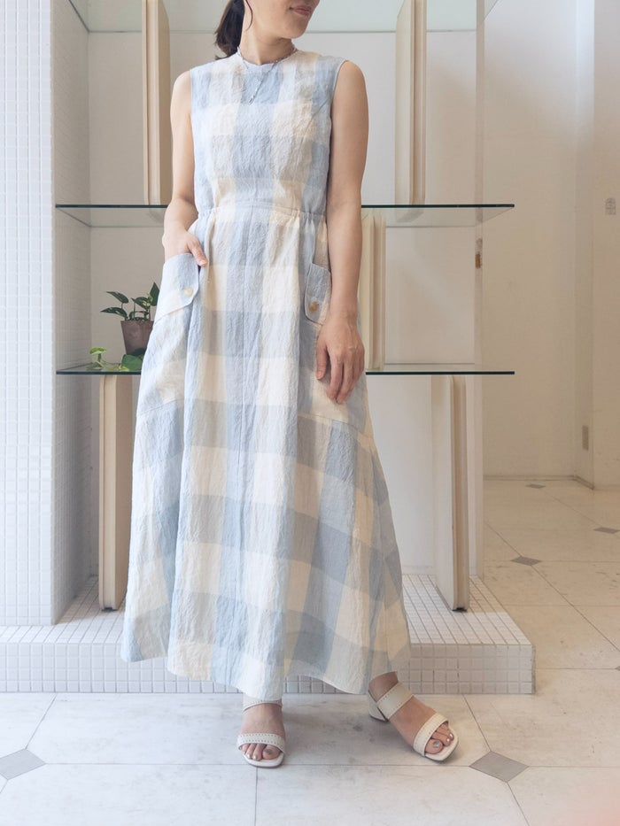 【20%OFFセール】BEATING HEART(ビーティングハート)|リネンチェックワンピース|BO212L1