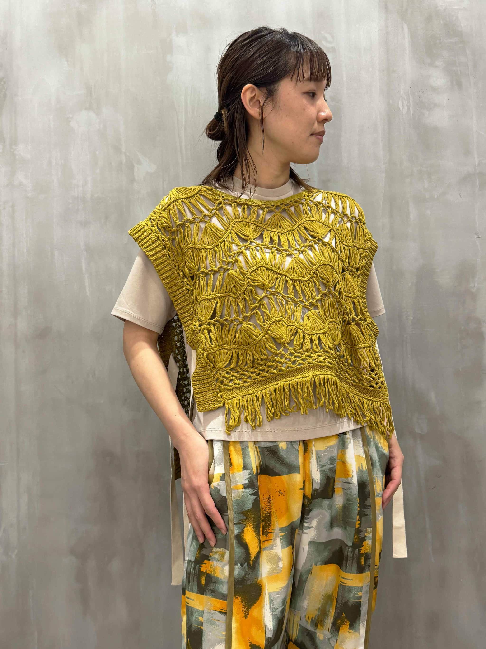 新品　ラリアムー　25aw　ジャガードニットベスト　定価27500 20%OFFセール】Lallia Mu（ラリア・ムー）｜クロッシェニットベスト