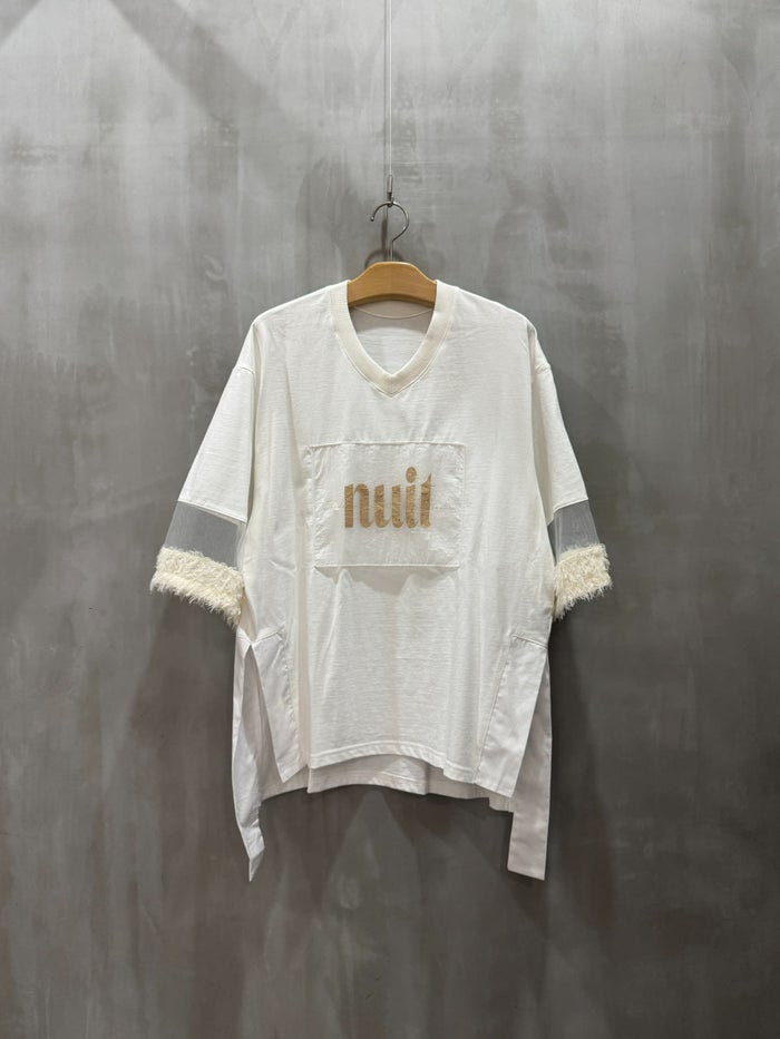 【20%OFFセール】Lallia Mu(ラリア・ムー)|ジャガードドッキングスリーブオーバーTシャツ|2513511