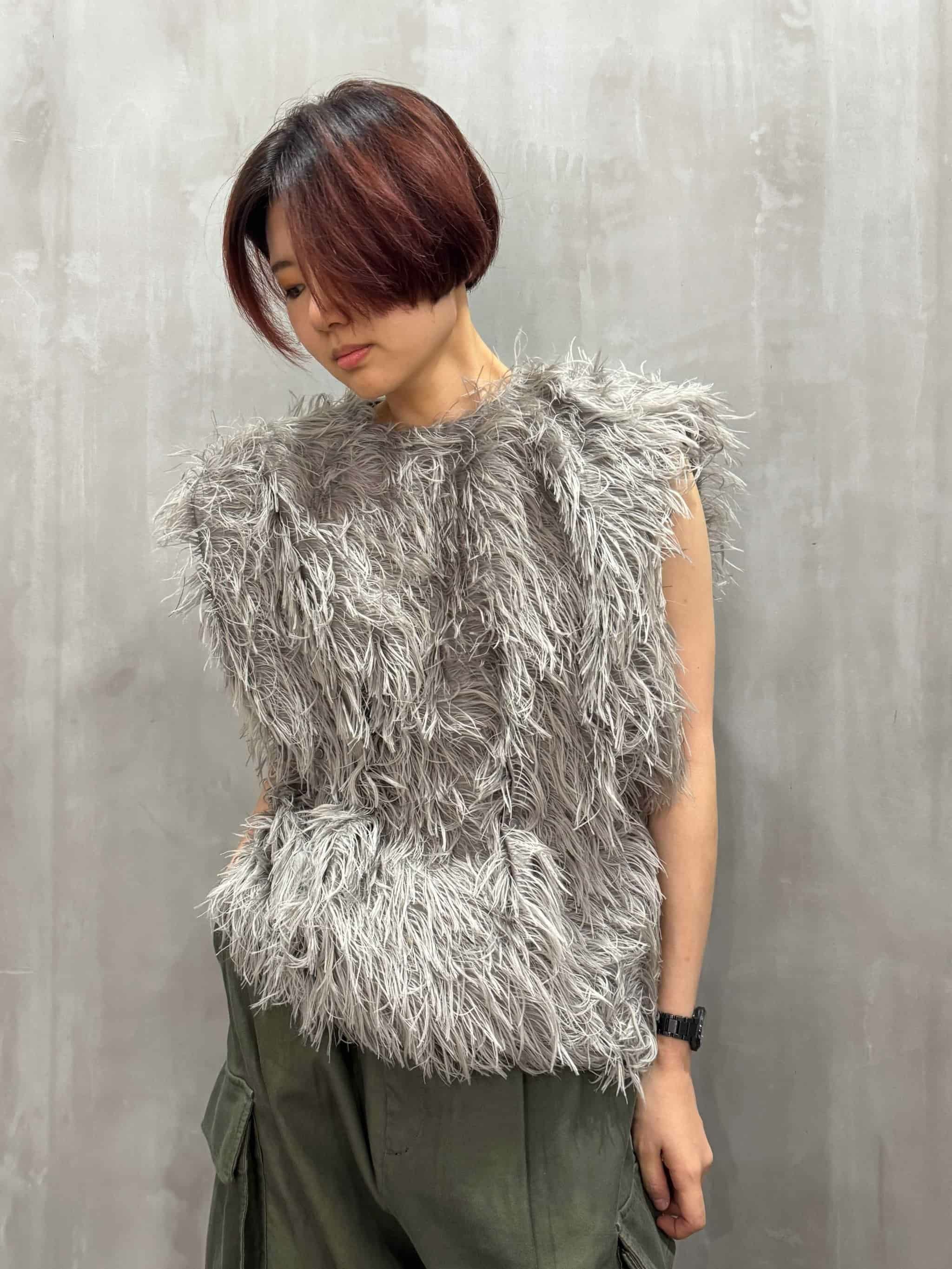 divka（ディウカ）｜Long Shaggy Jacquard Buttoned Blouse｜DK28-07 