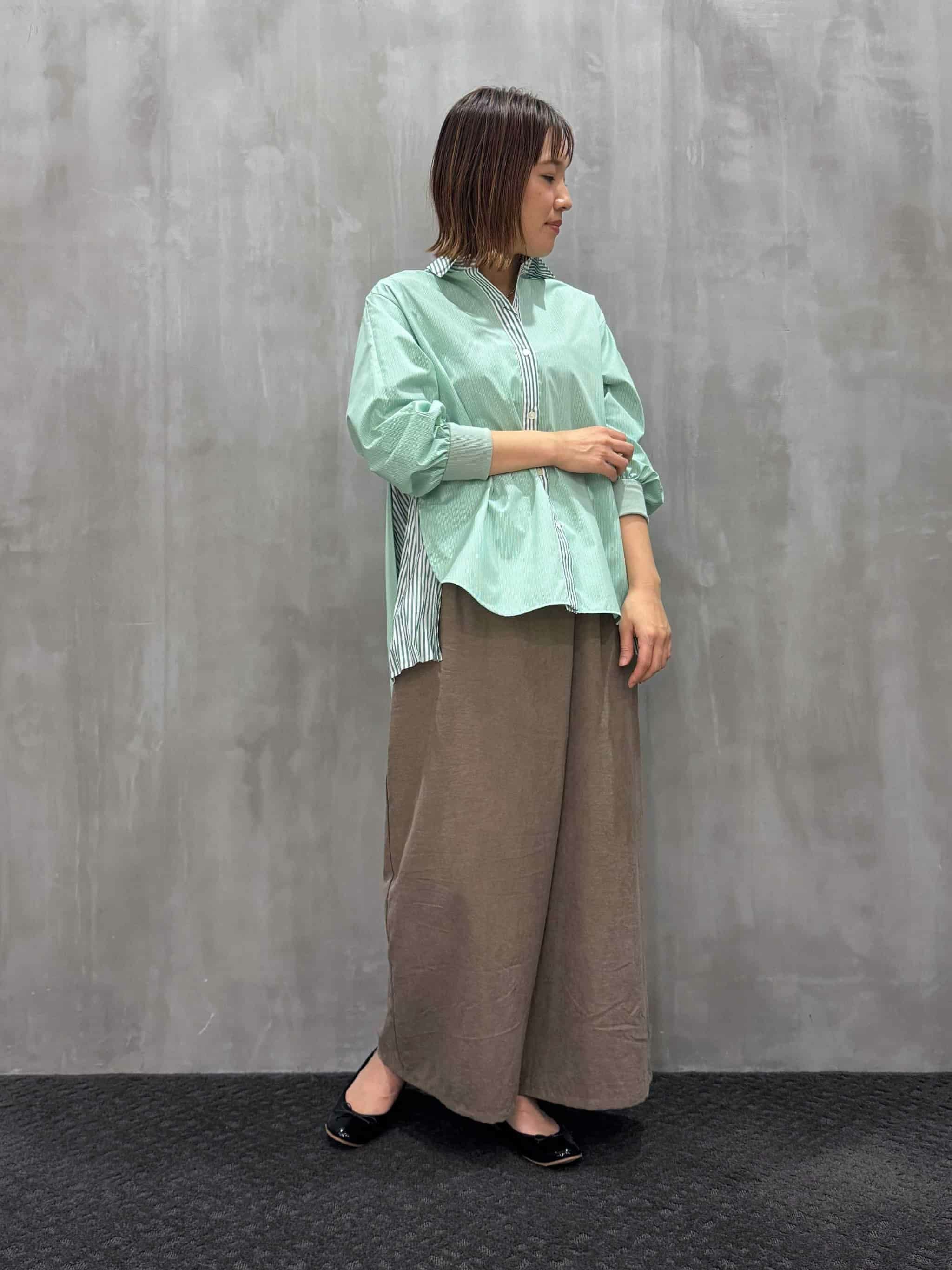 ☆美品☆ ラリアムー　サイドプリーツ ストライプシャツ（Lallia Mu） Lallia Mu ラリアムー 人気シリーズ