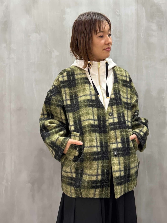 【20%OFFセール】trois(トロワ)|マドラスチェック ボアブルゾン|T256-84065