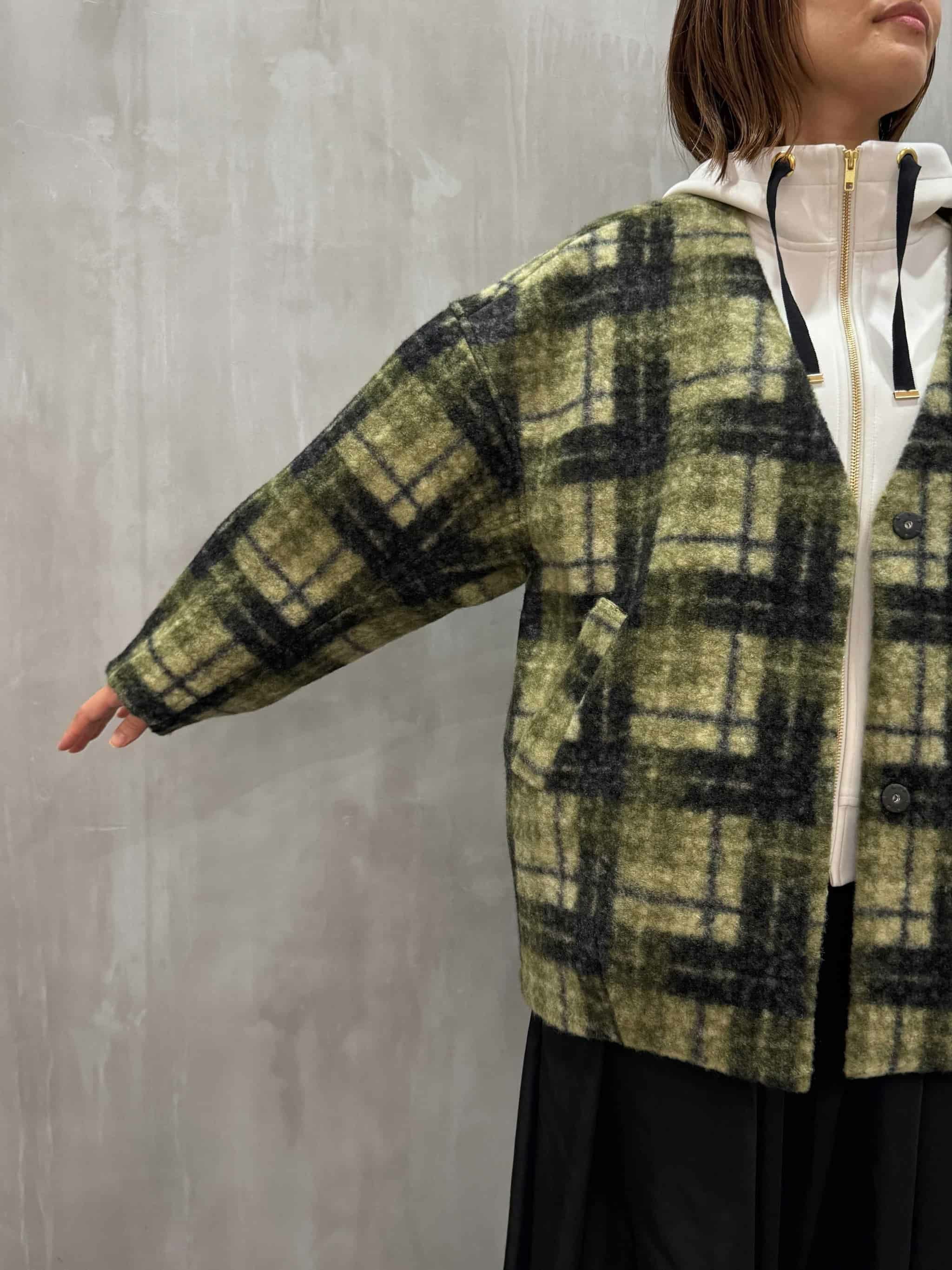 20%OFFセール】trois(トロワ)|マドラスチェック ボアブルゾン|T256 20%OFFセール】trois(トロワ)|マドラスチェック ボアブルゾン|T256