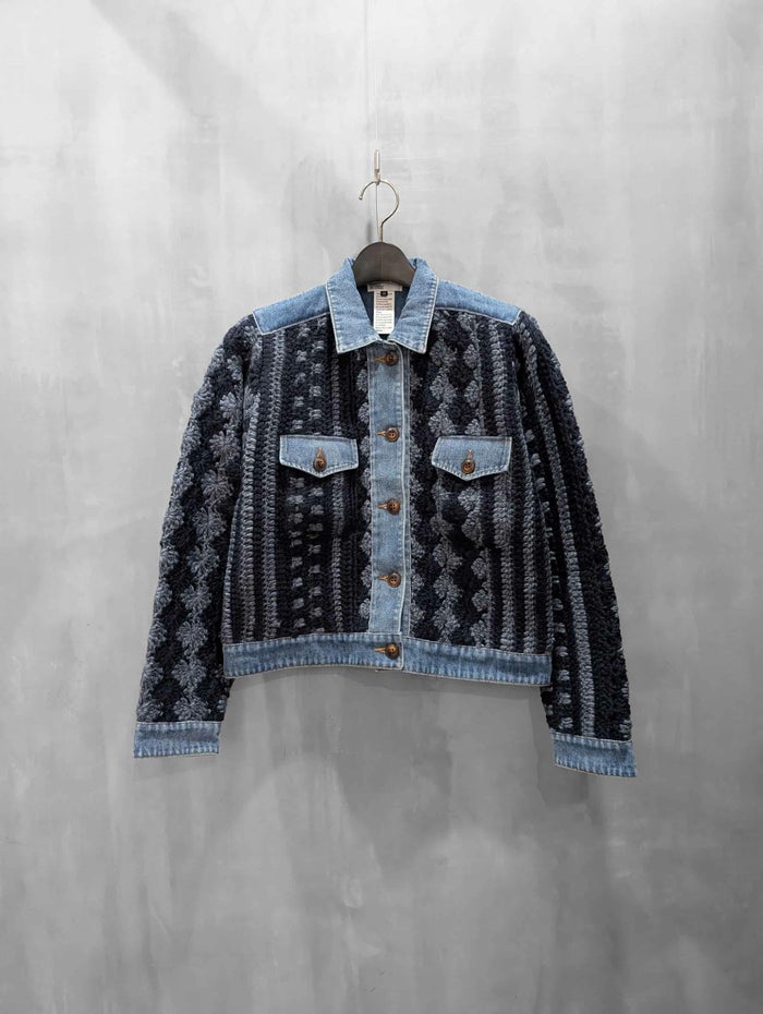 DOUBLE STANDARD CLOTHING(ダブルスタンダードクロージング)|デニムコンビハンドニットジャケット|0209-100-261