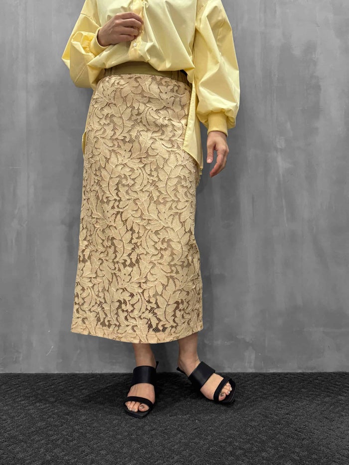 Lallia Mu(ラリア・ムー)|カラーレースタイトスカート|2611822