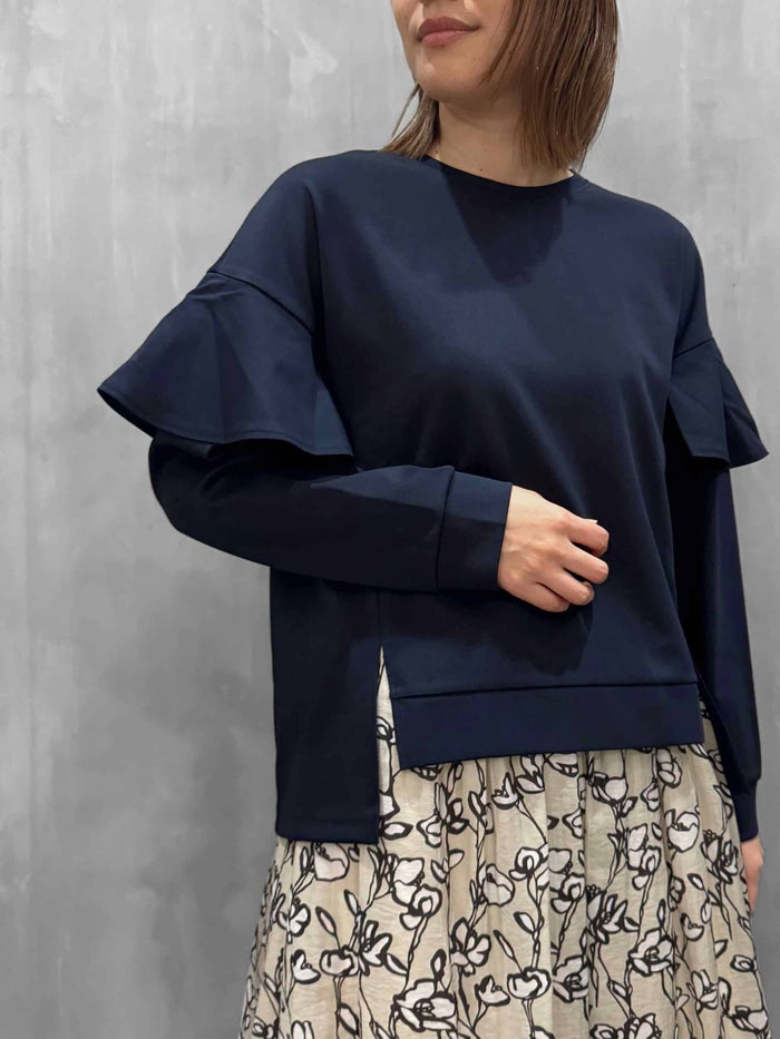 【20%OFFセール】trois(トロワ)|シルキーベアポンチ バックフリルプルオーバー|T261-82011
