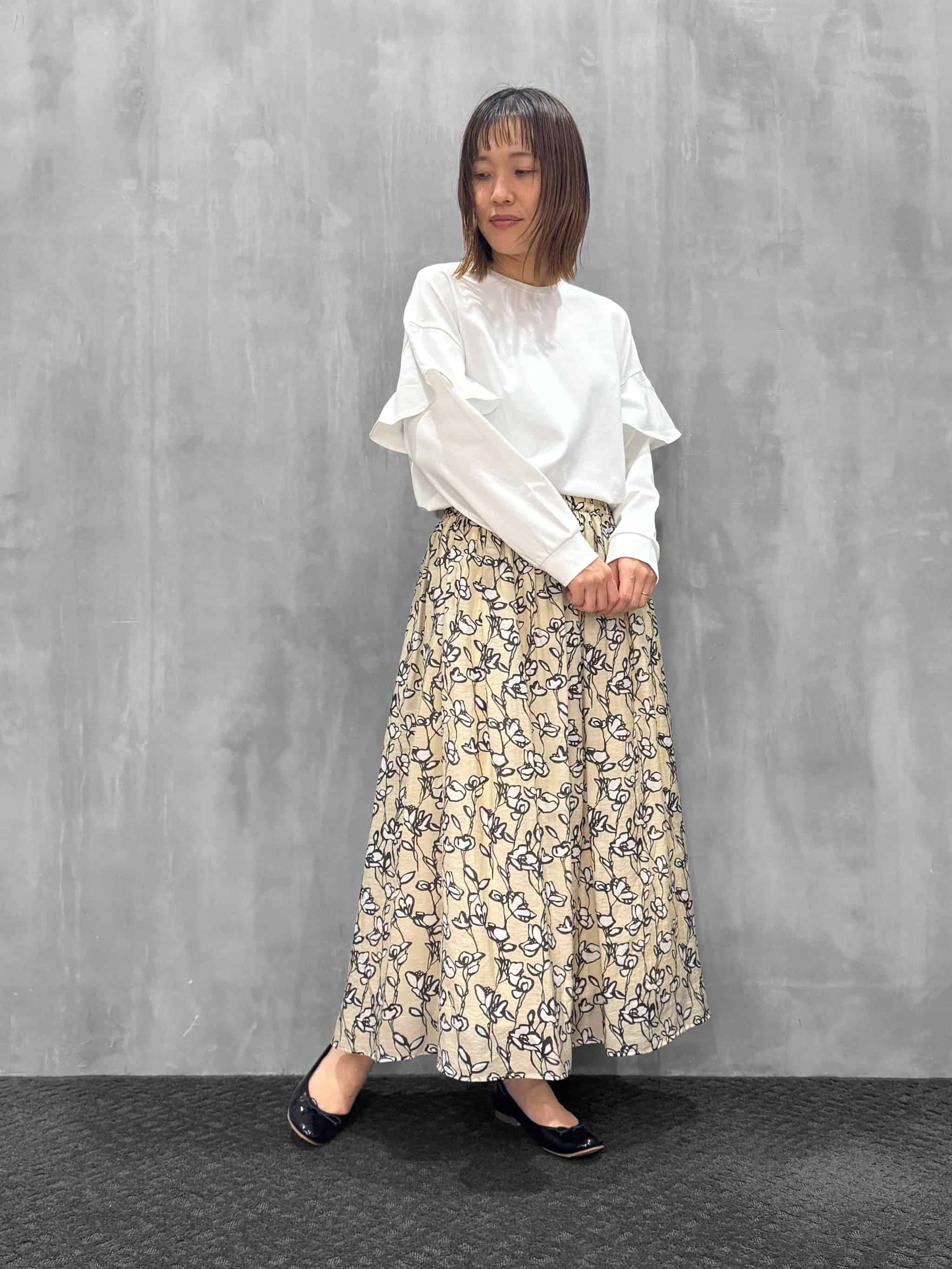 20%OFFセール】trois（トロワ）｜フラワープリント ギャザースカート