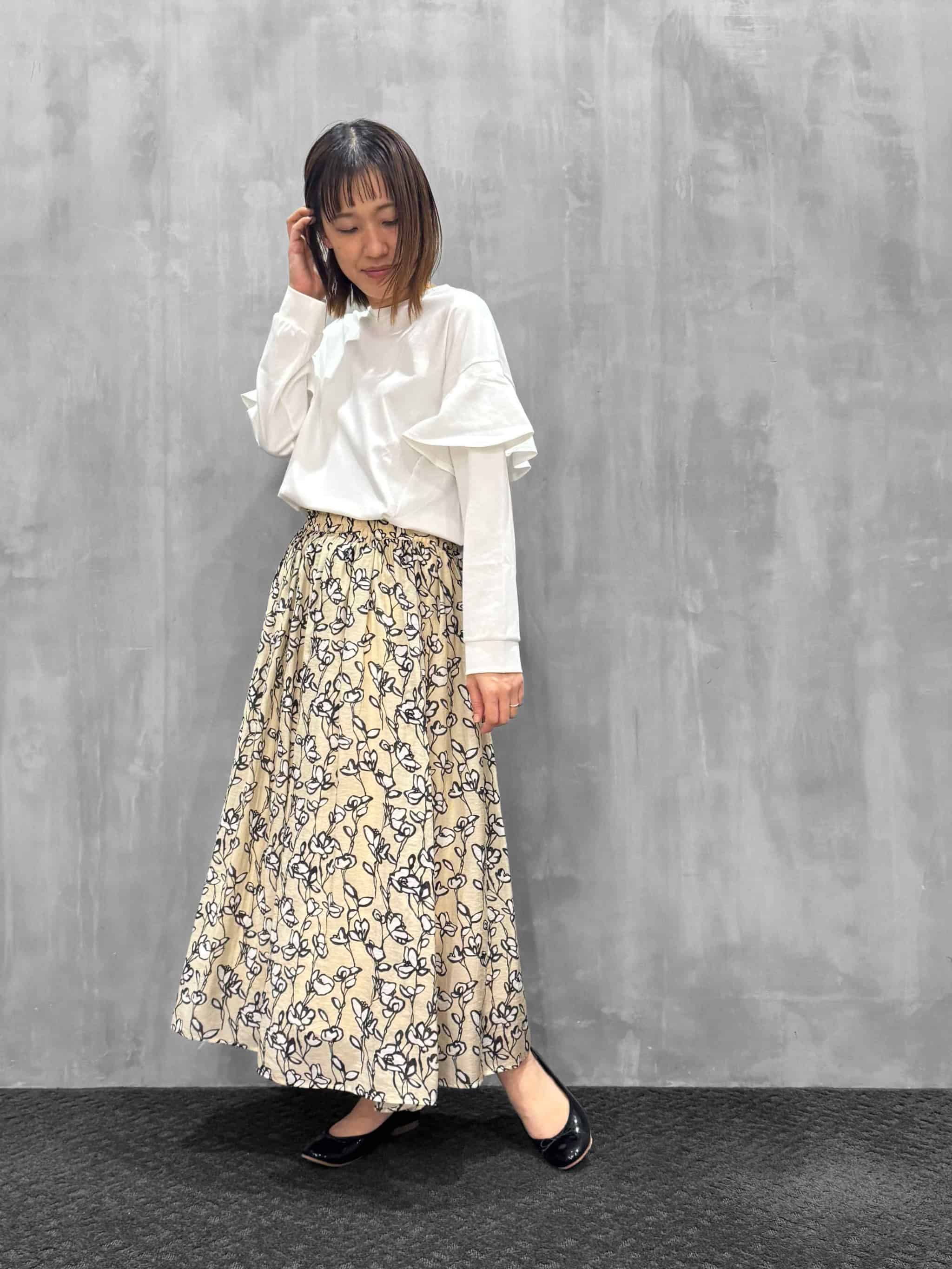 20%OFFセール】trois（トロワ）｜フラワープリント ギャザースカート