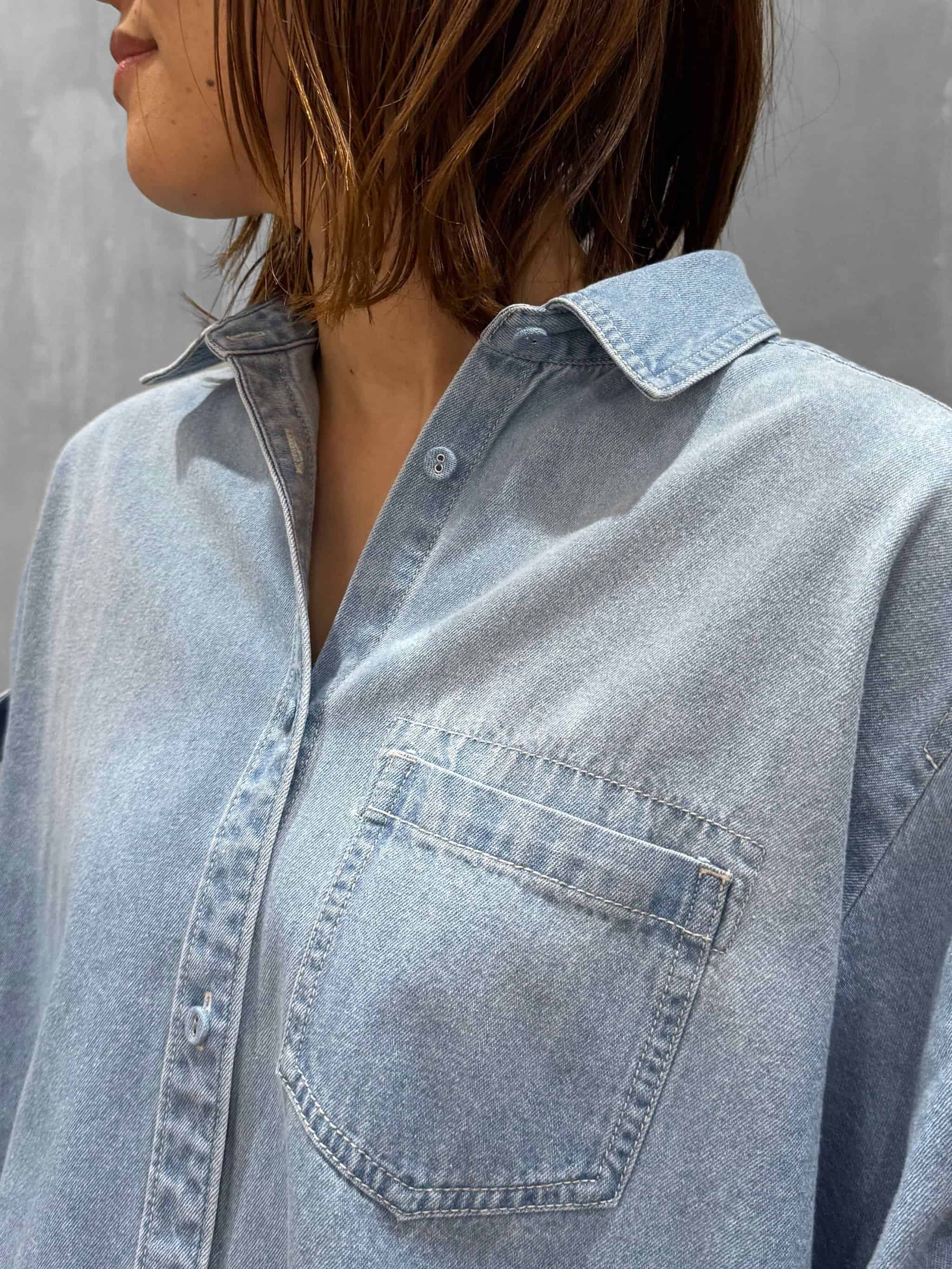 FORFORMO（フォルフォルモ）｜Ribbon Sleeve Denim Shirt｜726103