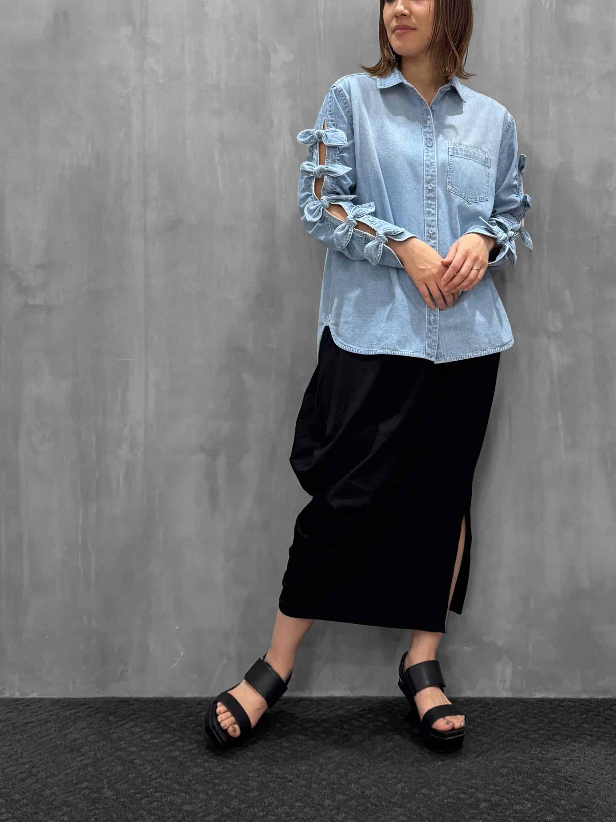 FORFORMO（フォルフォルモ）｜Ribbon Sleeve Denim Shirt｜726103