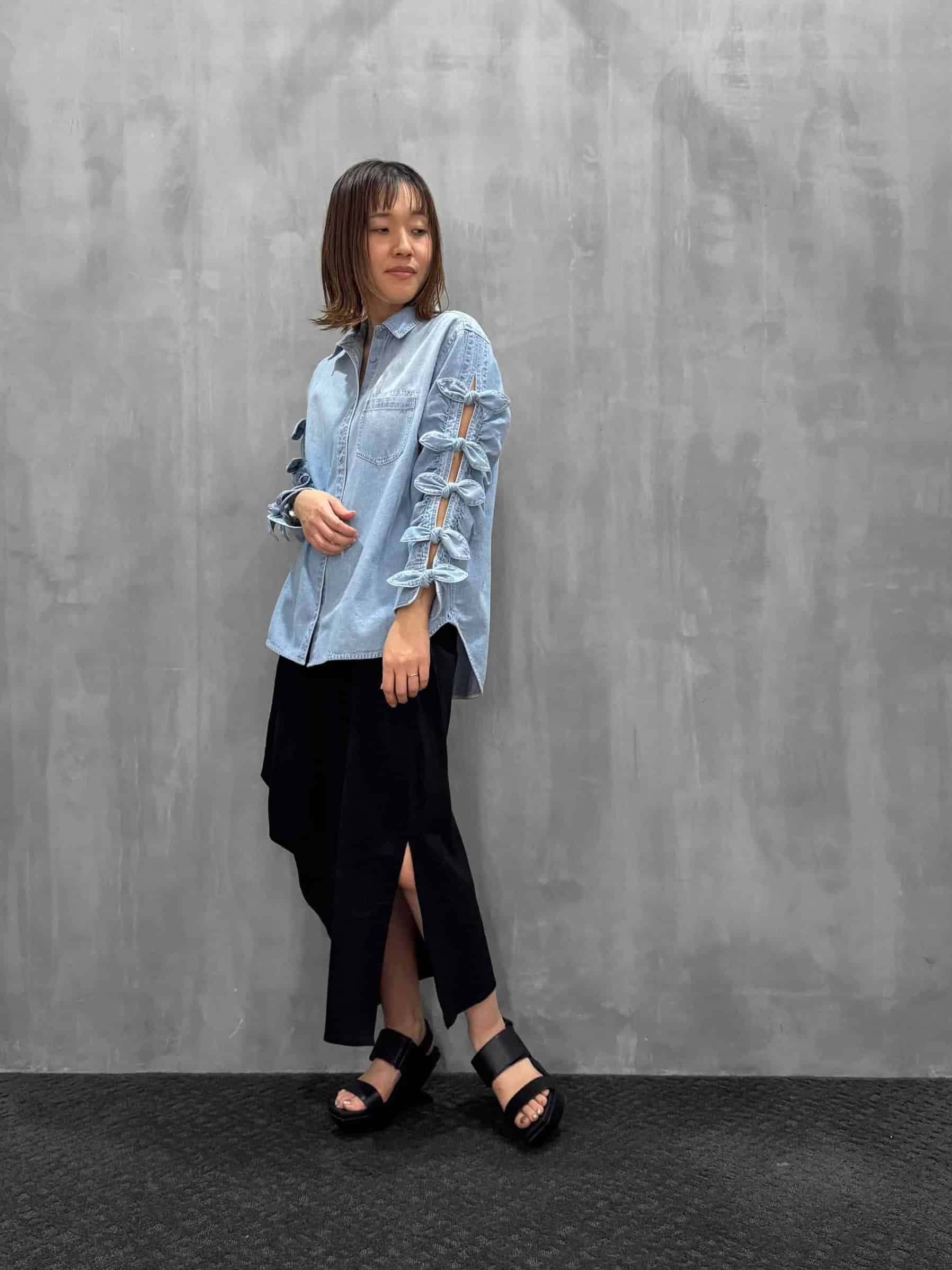 FORFORMO（フォルフォルモ）｜Ribbon Sleeve Denim Shirt｜726103