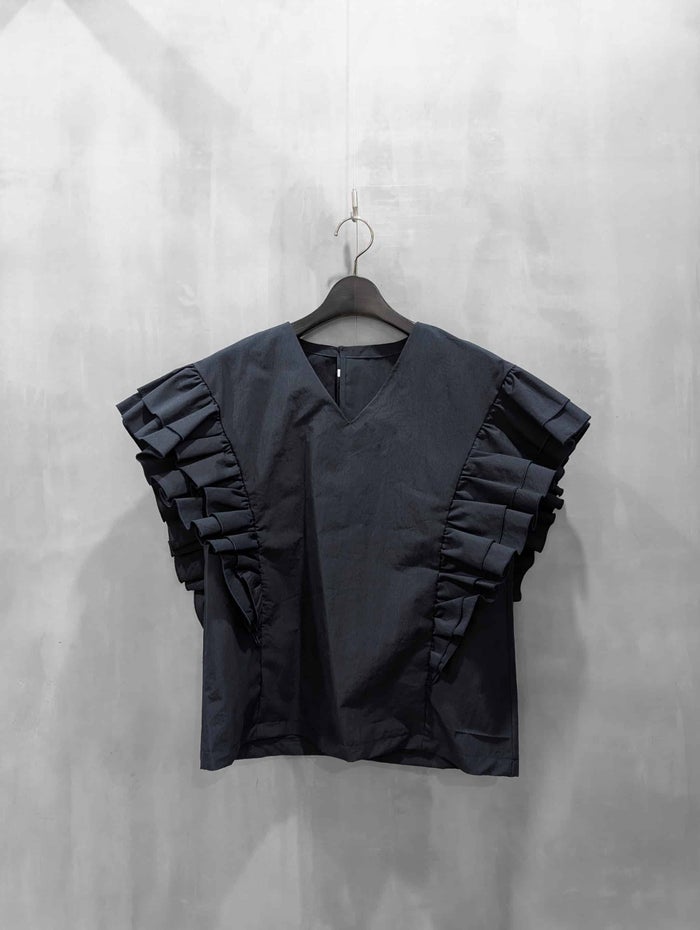 Sov.(ソブ)|スーピマコットン Vネックフリルトップス|0304-400-261