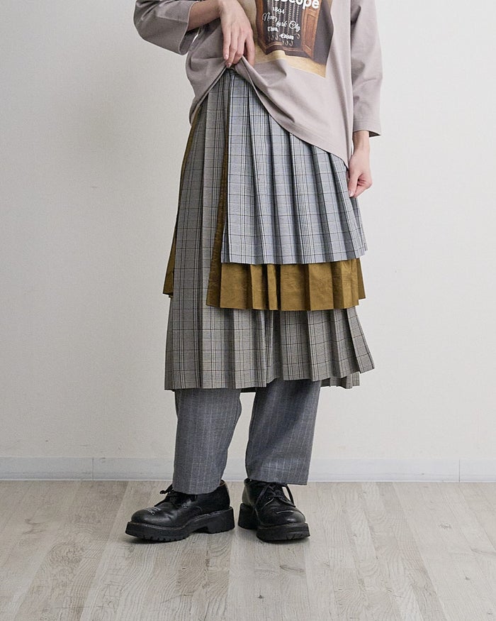 THOMAS MAGPIE(トーマスマグパイ)|Glen CHECK Layered Skirt|2263606