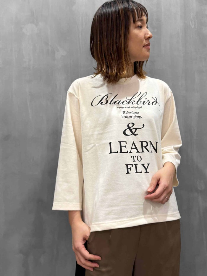 THOMAS MAGPIE(トーマスマグパイ)|30/2 度詰め天竺Long Tshirt『Blackbird & LEARN TO FLY』|2261852