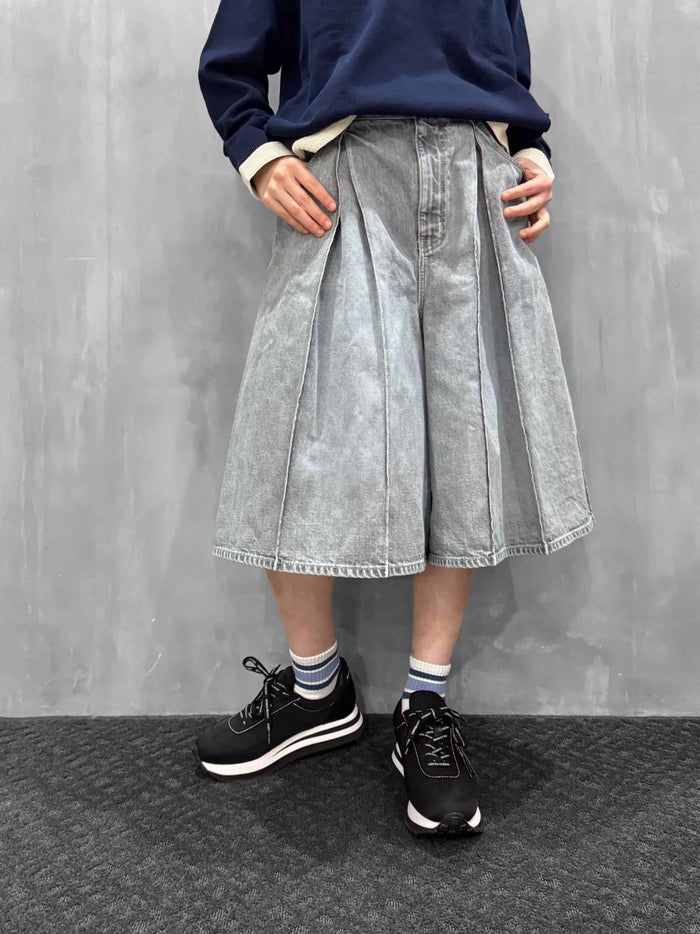 beautiful people(ビューティフルピープル)|selvedge denim o/d tuck skirt pants|1626107005