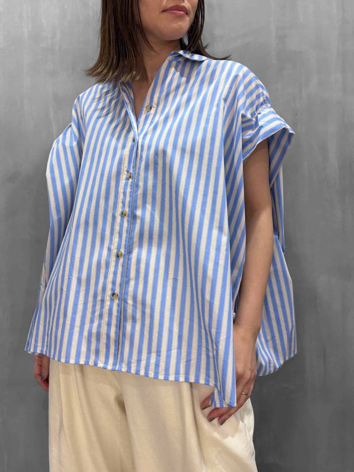 HERENCIA(ヘレンチア)|Back Ribbon Stripe Blouse|H426122