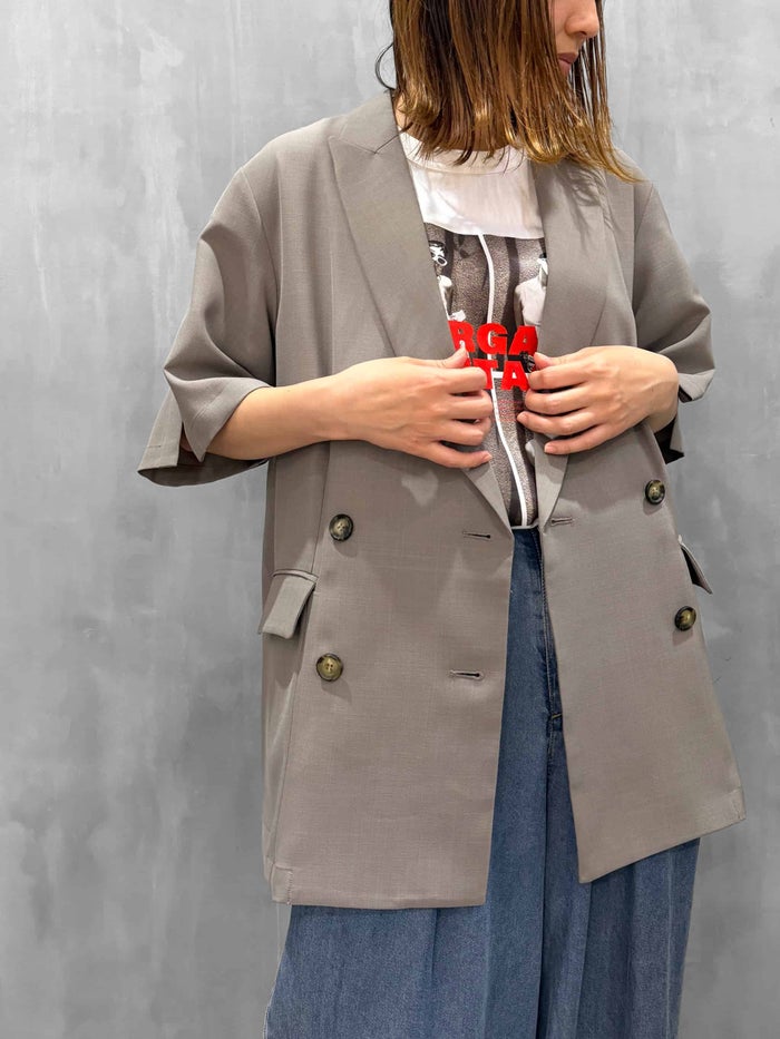 HERENCIA(ヘレンチア)|Back Sheer Short-Sleeved Jacket|H226113