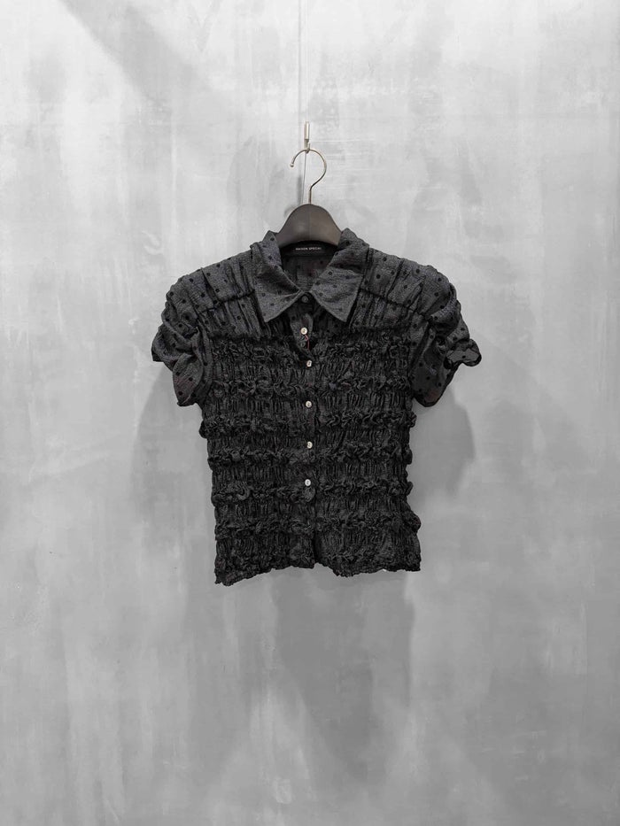 MAISON SPECIAL(メゾンスペシャル)|Shirring French Sleeve Shirt|21261315211