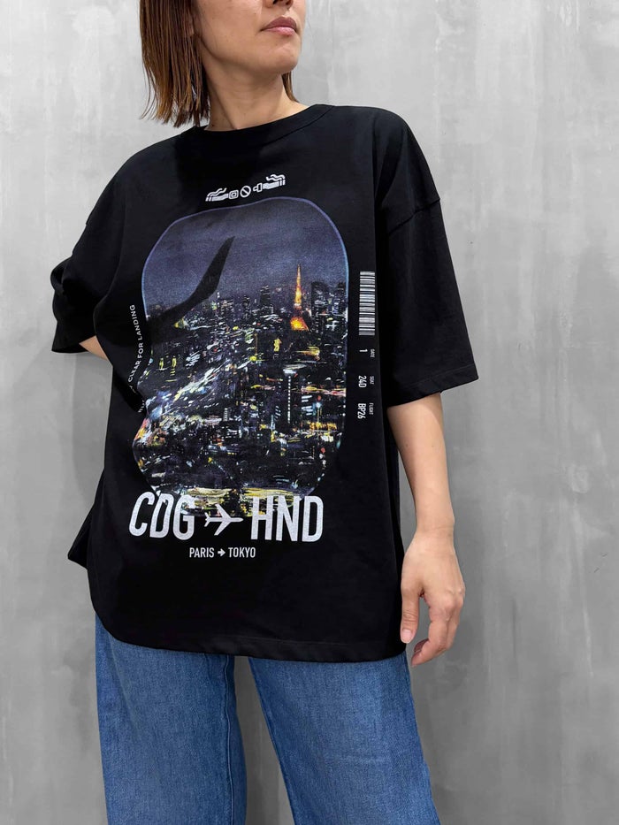 beautiful people(ビューティフルピープル)|hightwist jersey regular-fit TOKYO⇔PARIS print T-shirts|1646310011