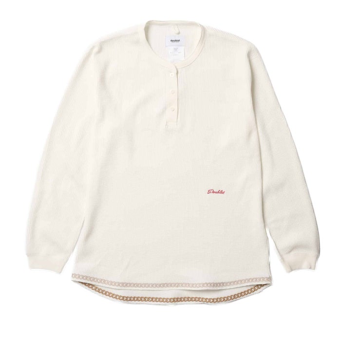 doublet(ダブレット)|CHAIN HEM EMBROIDERED THERMAL HENLEY|27SS46CS481