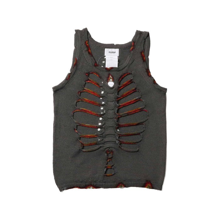 doublet(ダブレット)|CHARCOAL RIB CAGE CABLE KNIT VEST|27SS72KN251