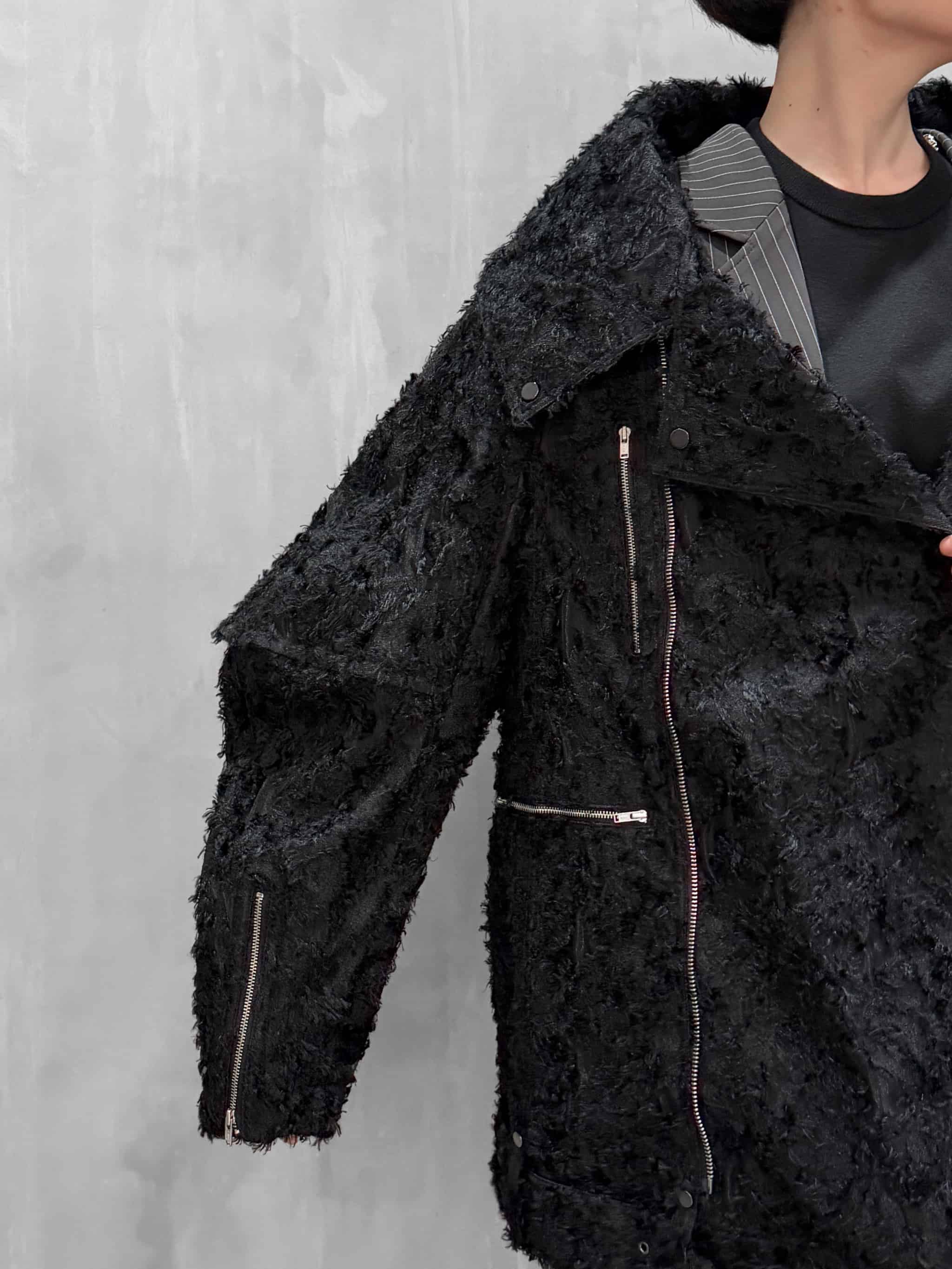 divka（ディウカ）｜Ry/Ny/C Cut Jacquard Biker Jacket｜DK30-SP02