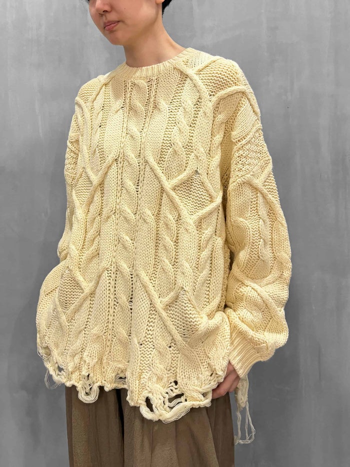M53.(エムゴーサン)|CRUSH CABLE KNIT|MK-038