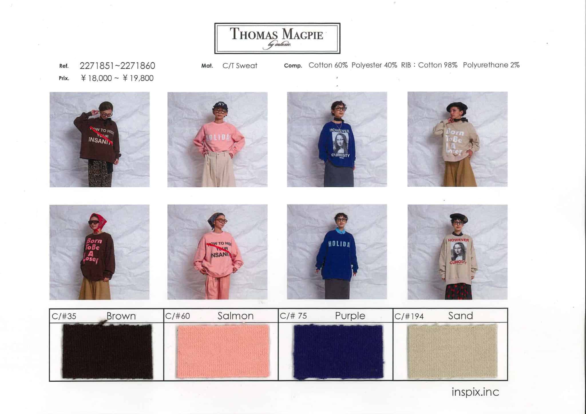 2月入荷予定】THOMAS MAGPIE（トーマスマグパイ）｜C/T Sweat Tops(BIG