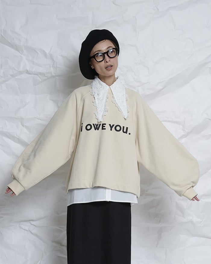 【2月入荷予定】THOMAS MAGPIE(トーマスマグパイ)|バルーンスリーブスウェット『I OWE YOU』|2271805