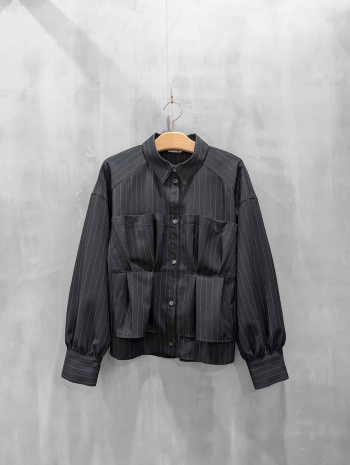 trois(トロワ)|ドライトロピカル タックギャザーストライプブラウス|T266-81052